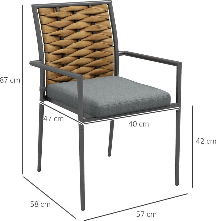 Image du produit Outsunny Chaises de jardin empilables avec coussins