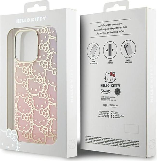 Actual product image Hello Kitty HKHCP15XHCHPEP iPhone 15 Pro Max 6.7" różowy/pink hardcase IML Gradient Electrop Crowded (Apple iPhone 15 Pro Max)