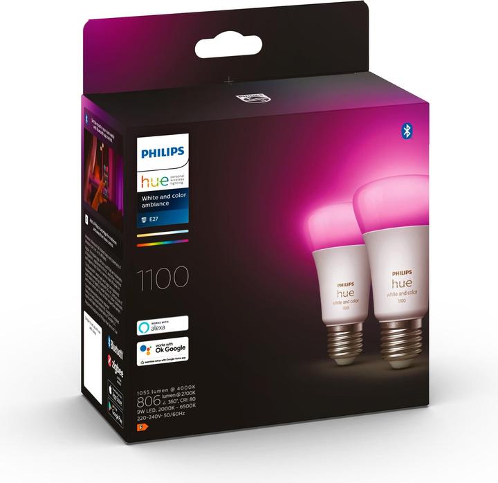 Productafbeelding Philips Hue Tint Wit Kleur Sfeer (E27, 9 W, 1100 lm, 2 x, F)