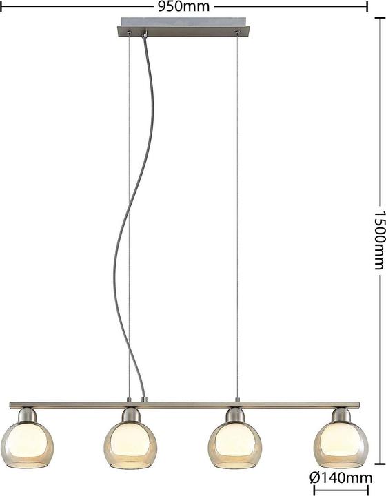 Actual product image Lucande Kaiya 4 pendant light nickel (E14)