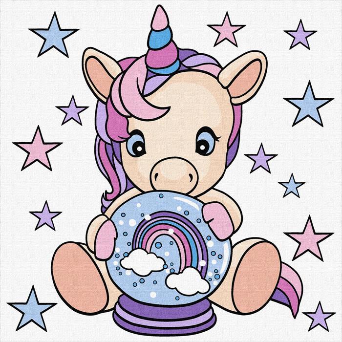 Actual product image Ideyka Painting by numbers - The pink unicorn 25 x 25 cm