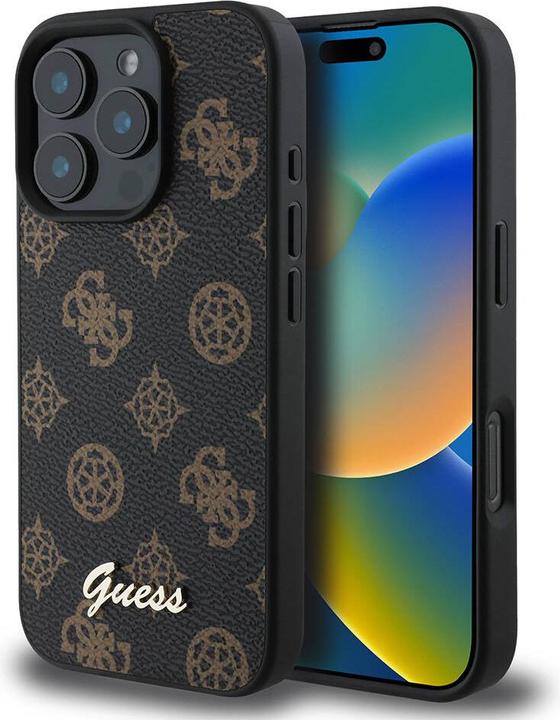 Immagine prodotto Guess GUHMP16LPGPYSK iPhone 16 Pro nero HC MagSafe PU Peony Script (Apple iPhone 16 Pro)