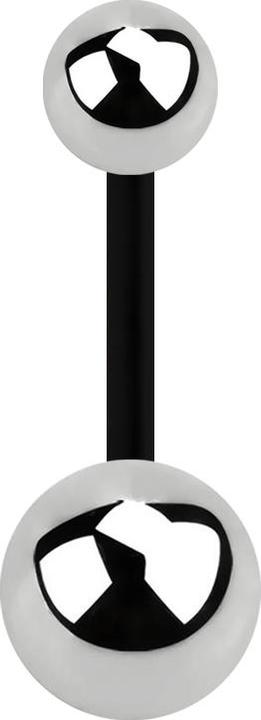 Star Piercing Banane schwarz mit zwei Kugeln silber (Chirurgenstahl 316L, Bioflex, ohne Messing)