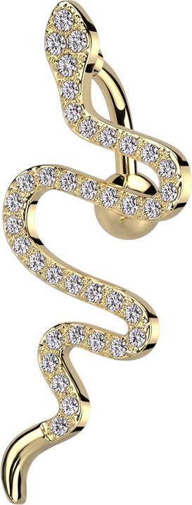 Image du produit Star Piercing Banane dorée à l'or fin avec boule serpent cristaux argentés (Laiton, Acier chirurgical 316L)