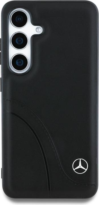 Produktbild Mercedes Leather Curved Stitches Case for Samsung Galaxy S25 - Black (Samsung Galaxy S25)