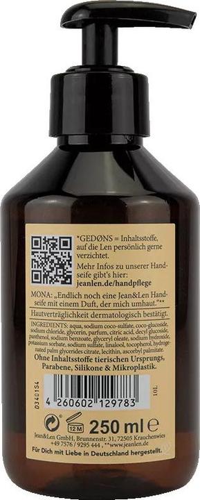 Actual product image Jean & Len Hand Soap Soap (Liquid soap, 250 ml)