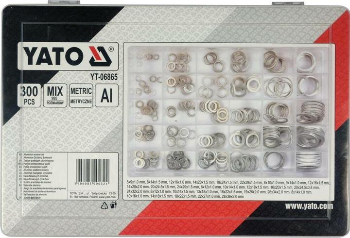 Produktbild Yato Aluminium Dichtringe Sortiment O-Ring 300 tlg. Unterlegscheiben