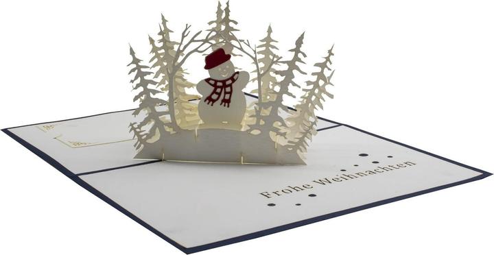Actual product image Hervorragend Greetings card Merry Christmas snowman in the forest - 3D pop-up (1 pcs.)