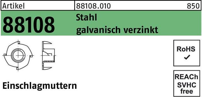 Image du produit Écrou à enfoncer R 88108 M 8 x11 x 9,7 acier électro-galvanisé