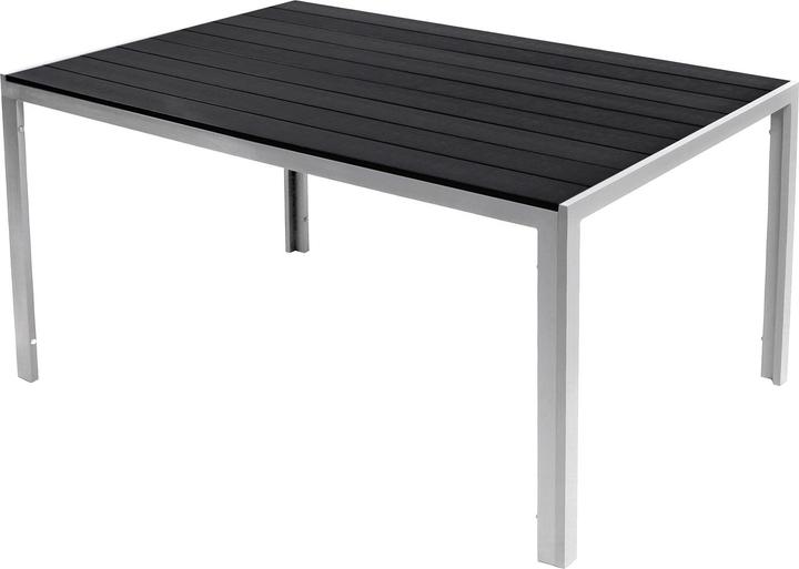 Produktbild Mojawo 7tlg Gartenmöbel Set Alu Non-Wood 180x90x74cm + 6 Klappstühle Silber/Schwarz (180 cm)