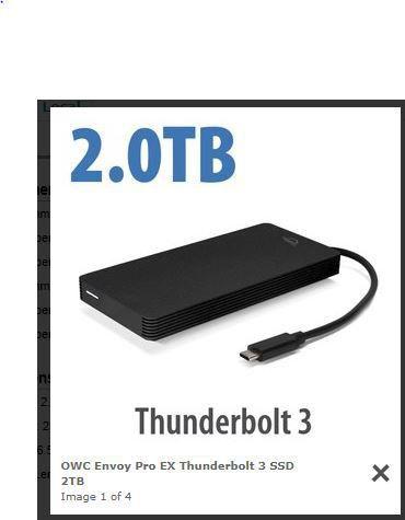 Produktbild OWC 250GB Envoy Pro EX Portable Solid-state Drive (SSD) with Thunderbolt 3 (250 GB)