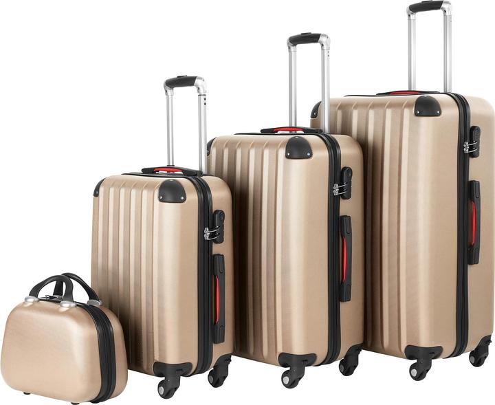Immagine prodotto tectake 800763 Set di valigie 4 pezzi, champagne | No. 403411 (90 l, M (50 - 90l), L (90 - 115l), XL (da 115l))