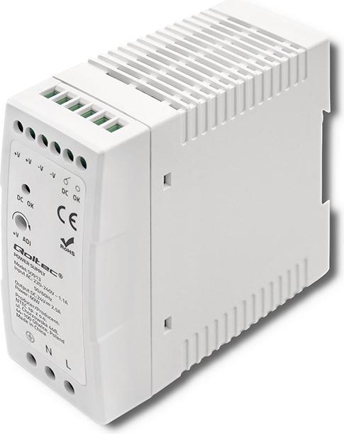 Image du produit Qoltec Alimentation pour rail DIN | 60W | 24V | 2 5 A | Blanc | Mince (60 W)