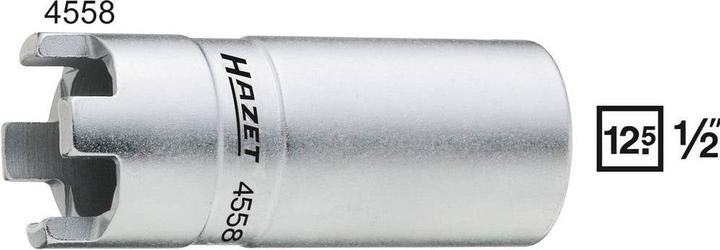 Image du produit HAZET Clé à ergots pour écrous de compression 4558 - Carré creux 12,5 mm (1/2 pouce) - Longueur totale