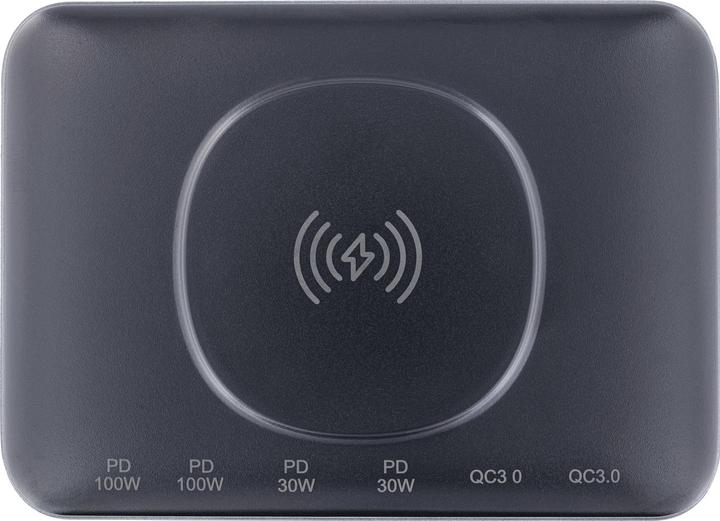 Produktbild InLine Qi Powerstation Multiport, Netzteil, Ladegerät, 4x USB Typ-C, 2x USB Typ-A, GaN, 100W, Wirel (100 W)