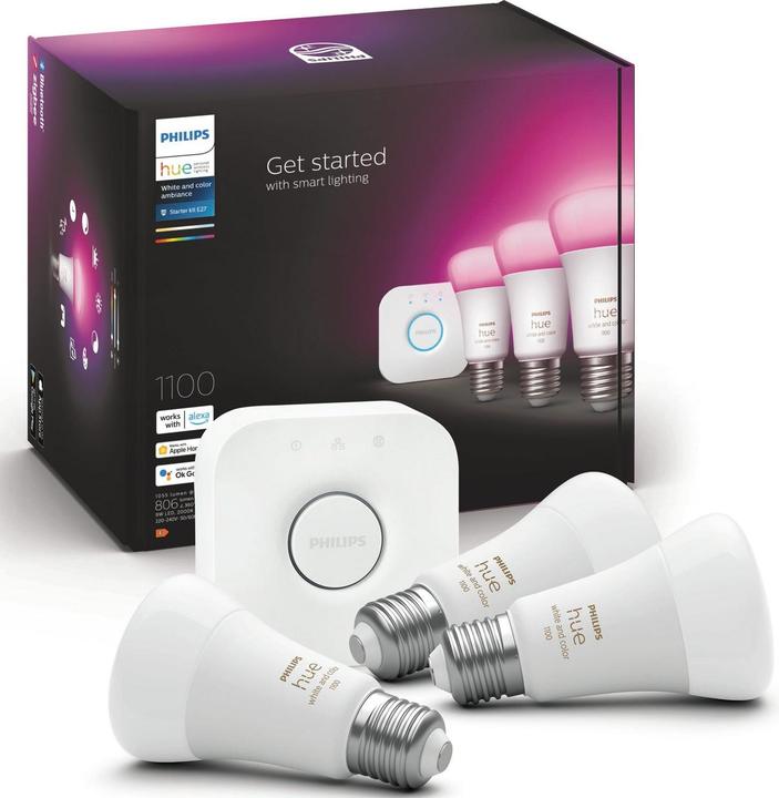 Actual product image Philips Hue Starter Kit (E27, 9 W, 1055 lm, 3 x, F)