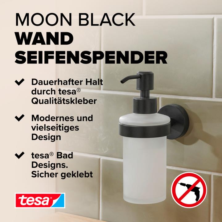 Produktbild tesa MOON BLACK Seifenspender inkl. Klebelösung ohne Bohren