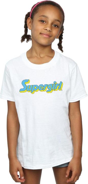 Actual product image Girls Supergirl Text Logo Cotton T-Shirt (116)