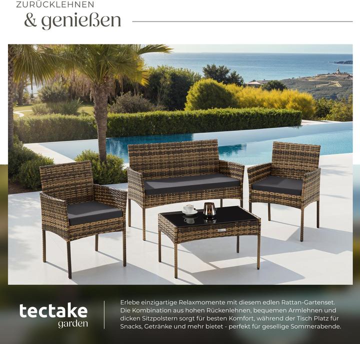 Actual product image tectake Rattan garden set Palese for 4 people
