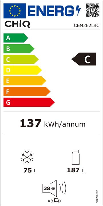 Etichetta energetica CHiQ Frigorifero-congelatore CBM262LBC 187L/75L bk C (spedizione) (187 l)