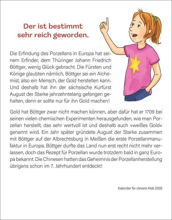 Produktbild Harenberg Kalender für clevere Kids Tagesabreisskalender 2026 (Deutsch)
