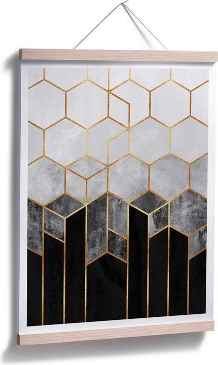 Produktbild Trenddeko Hexagone: Schwarz und Grau (60 x 80 cm)