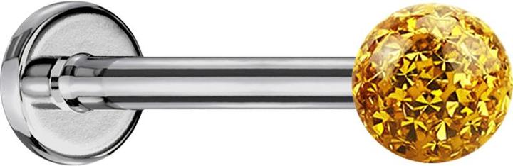 Produktbild Star Piercing Micro Labret silber mit Kristallkugel topaz und Epoxy Schutzschicht (ohne Messing, Titan G23)