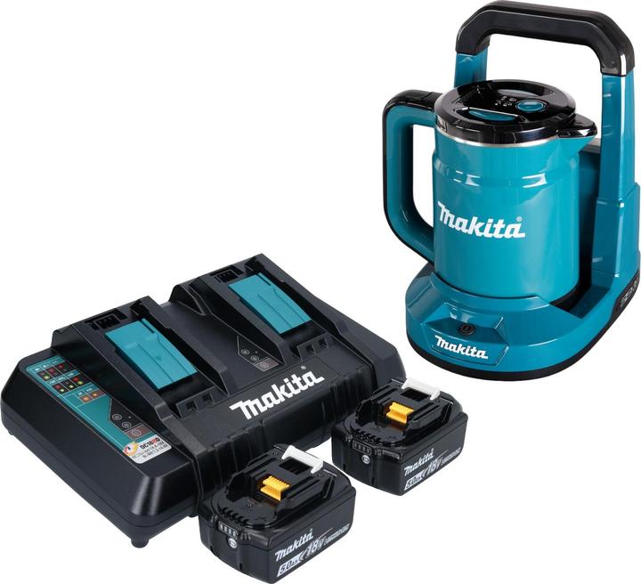Productafbeelding Makita DKT 360 PT2 snoerloze waterkoker 36 V ( 2x 18 V ) 0,8 L + 2x oplaadbare batterij 5,0 Ah + dubbele (0.80 l)