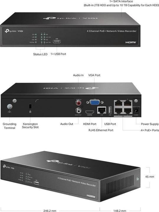 Produktbild TP-Link VIGI NVR1004H-4P (Netzwerk Videorecorder (NVR))