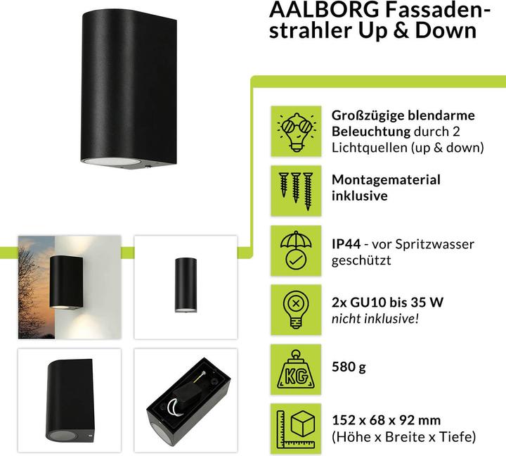 Produktbild Licht-Erlebnisse Wandlampe Zarall (GU10, IP44)