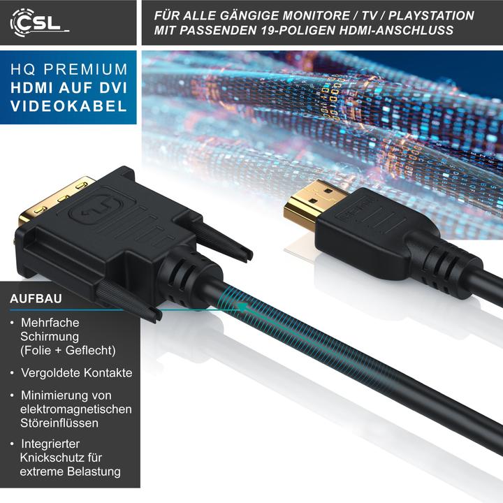 Image du produit CSL Câble DVI vers HDMI - Dual Link 24 1 - résolutions HDTV jusqu'à 2560x1600 - conducteur cuivre OFC (5 m, HDMI, DVI)