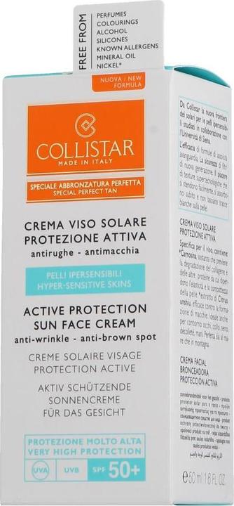 Immagine prodotto Collistar CS Sun - Protezione Attiva Crema Viso Antirughe SPF 50+ (Crema solare viso, SPF 50, 50 ml)