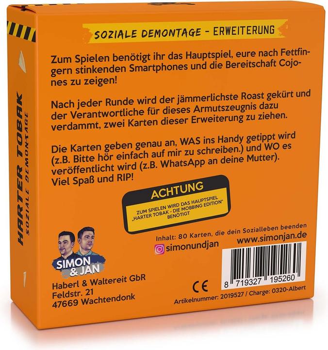 Produktbild Simon & Jan Harter Tobak Soziale Demontage (Deutsch)