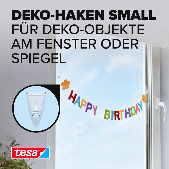 Actual product image tesa Adhesive hooks for glass, 1kg holding capacity, can be removed without a trace & reused, 2 hooks