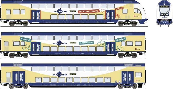 Actual product image Roco H0 Ro Set of 3 double-decker coaches, Metronom (Track VI)