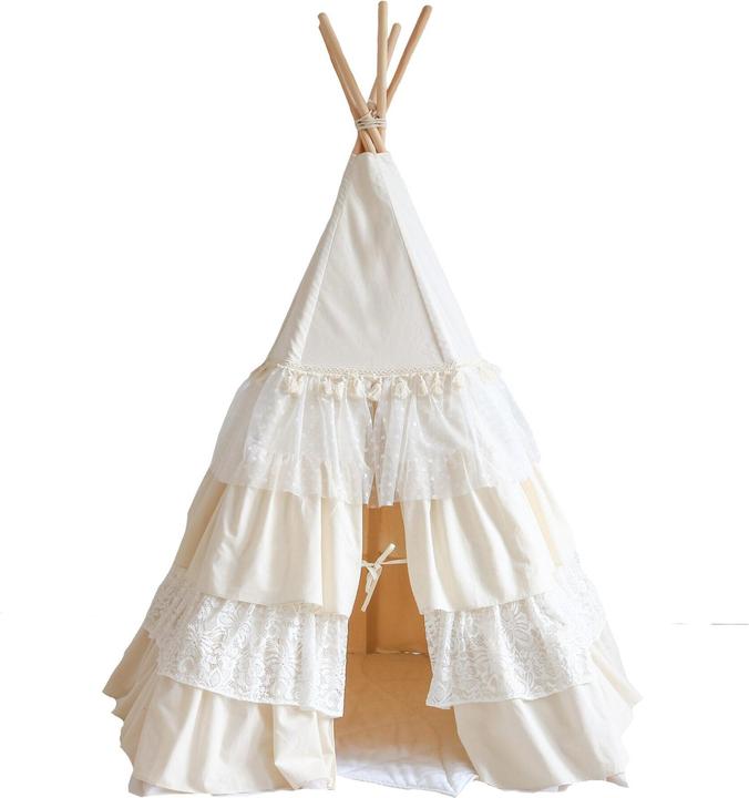 Immagine prodotto Moi Mili Grosses Tipi-Zelt mit Rüschen "Shabby chic"