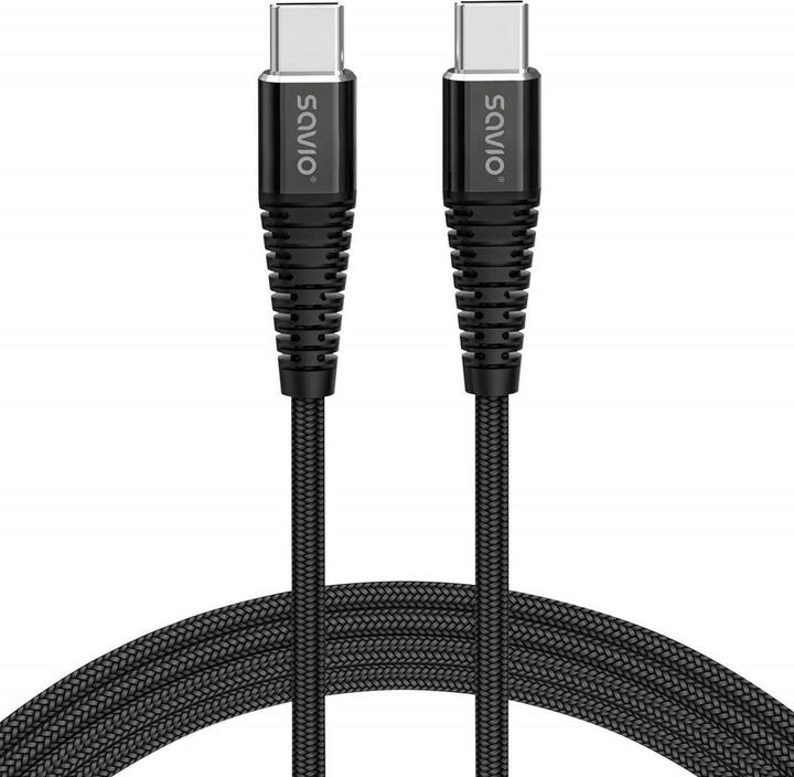 Actual product image Savio CL-159 USB Cable 1 m USB 2.0 USB C - USB C Black (1 m, USB 2.0)