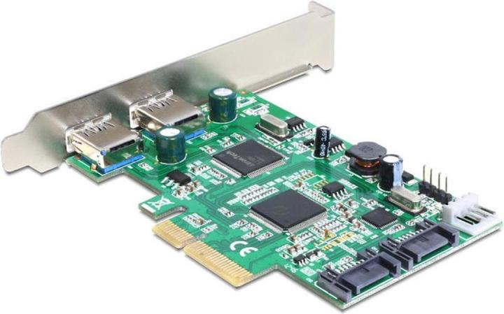 Image du produit Delock Carte PCI-E > 2 x USB 3.0 externe + 2 x SATA 6 Gb/s interne