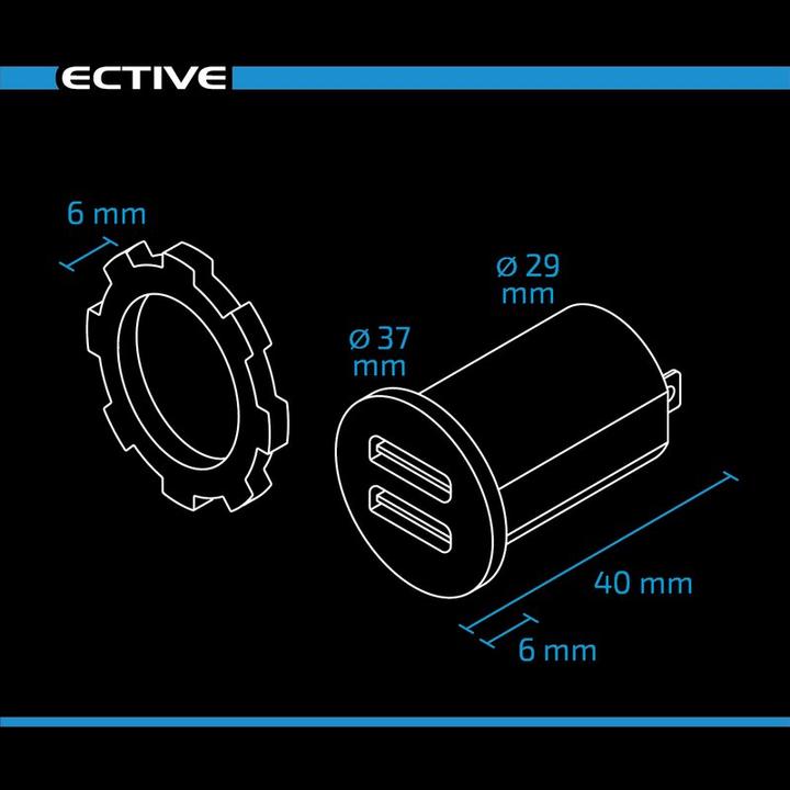 Actual product image Ective Dual USB built-in socket 5V 1/2.1A