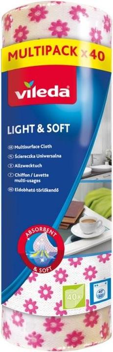 Actual product image Vileda All-purpose towel Light & Soft in roll 40 pcs (white with flowers) (40 pcs.)
