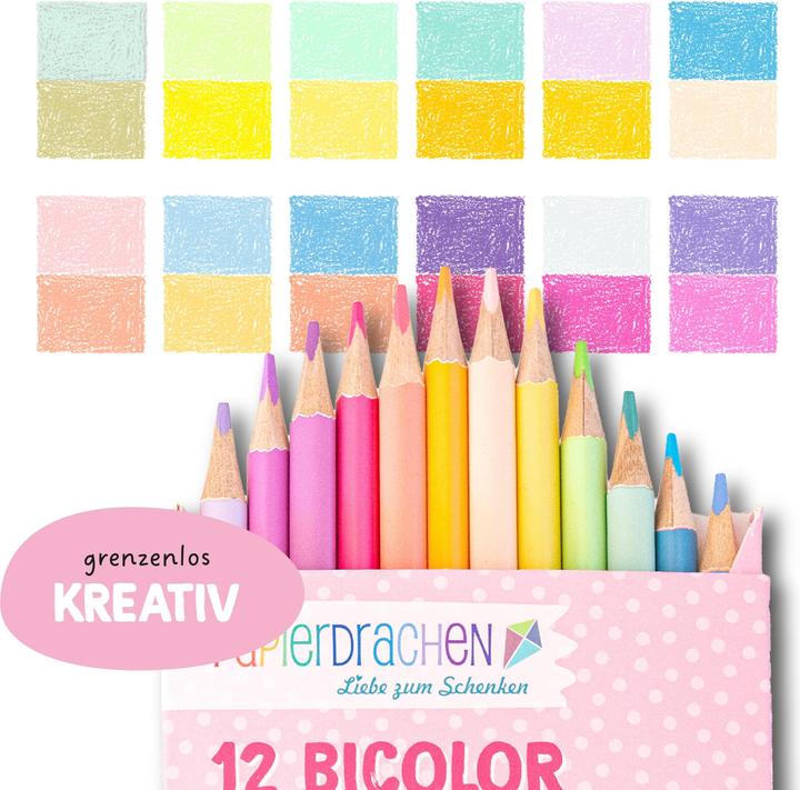 Image du produit Papierdrachen 12 Bicolor Buntstifte pastell (12 x)