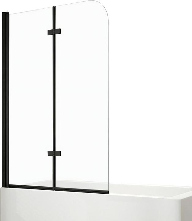 Produktbild Emke Duschwand für Badewanne 100x140cm Glas-Duschwand, 2-teilig Faltbar, Leicht zu Reinigen, Schwarz (100 cm, 100 cm, 140 cm)