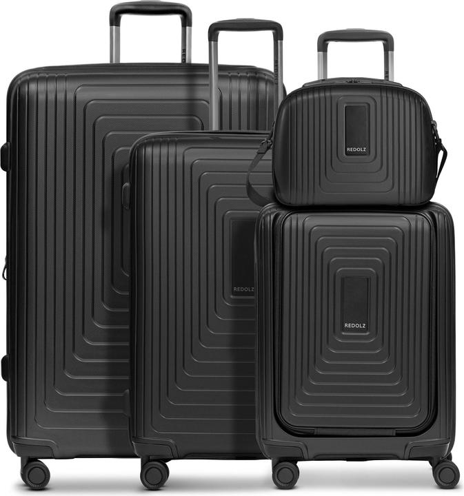 Immagine prodotto Redolz Set di valigie Essentials a 4 ruote + beauty case 4 pezzi con piega elastica + scomparto per laptop (263 l, XL (da 115l))
