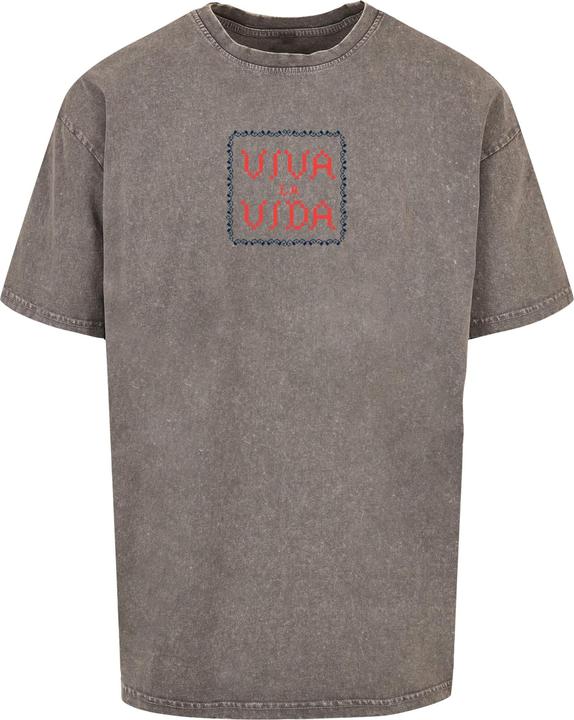 Merchcode Frida Kahlo - Pixels viva la vida Acid Washed Heavy Oversize Tee - 118139 (L)
