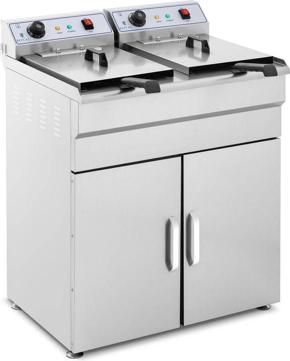 Actual product image Royal Catering Electric Deep Fat Fryer - 2 x 16 litres - 400 V - base cabinet