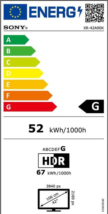 Energie-Label Sony XR-42A90K (42", A90K, OLED, 4K, 2022)