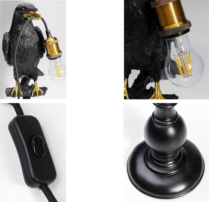 Produktbild Kare Design Tischleuchte Animal Sitting Crow Matt Schwarz (E27)