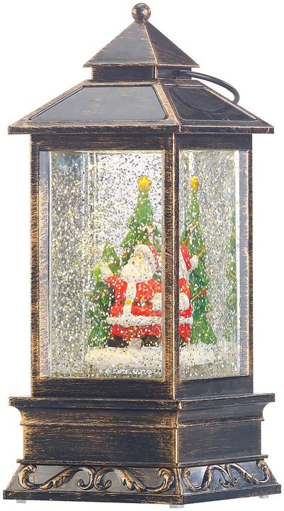 Actual product image Infactory Decorative LED lantern with snow swirl, Santa Claus and fir tree (1 x)