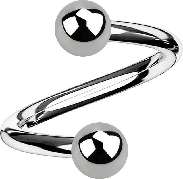 Star Piercing Spirale silber mit zwei Kugeln (ohne Messing, Titan G23)