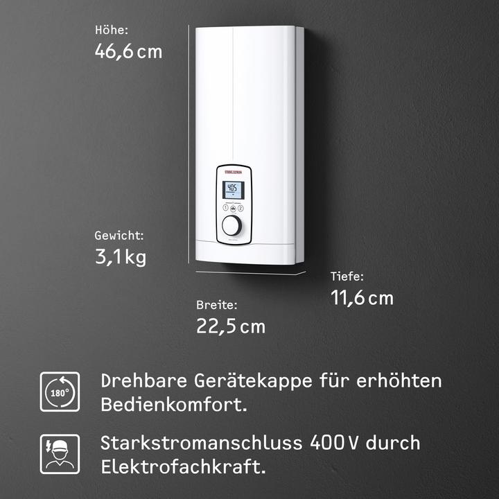 Produktbild Stiebel Eltron DEL 27 Plus Elektronischer Durchlauferhitzer, gradgenaue Temperatur dank 3i Technologie